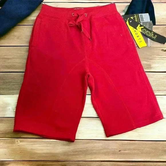 Kaalu NEW With Tags Men's Size Small Red Long Sweat Shorts w 3 Pockets/Tie Waist - Picture 1 of 5